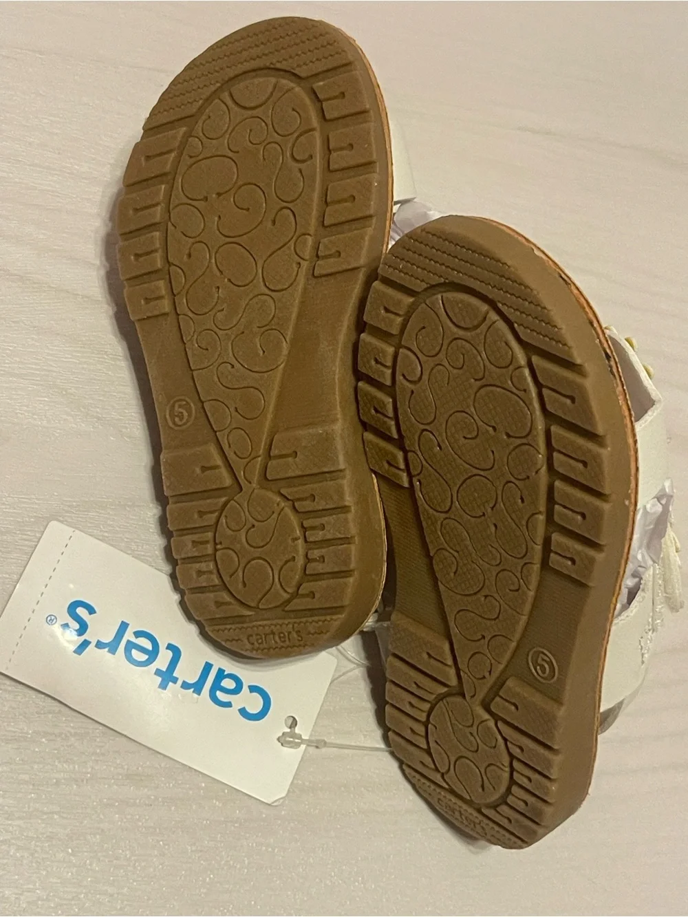 Carter's White Toddler Sandals with Pink & Yellow Flower Appliques